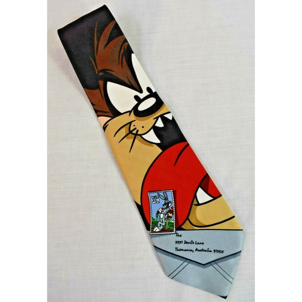 Taz Looney Tunes Stamp Collection Neck Tie 1997 USPS Bugs Bunny